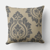 装飾ダマスクアートIグレーオンクリーム クッション (裏面)