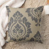 装飾ダマスクアートIグレーオンクリーム クッション (ブランケット)