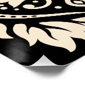 装飾ダマスクアートI – クリームオンブラック ポスター (コーナー)