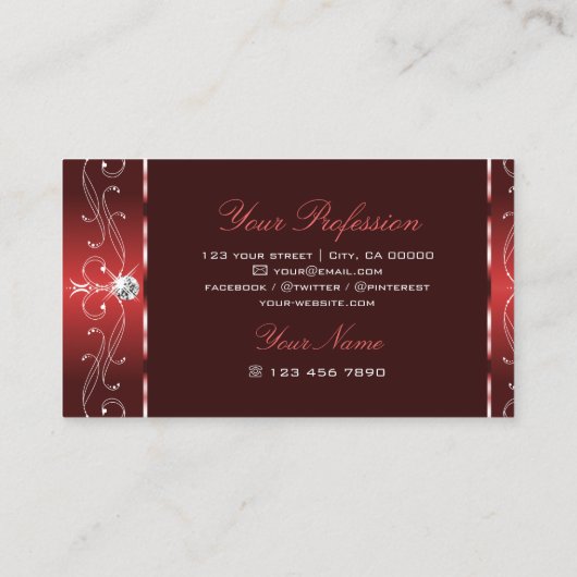 装飾ダークワインレッド華美ク縁どクク 名刺 (裏面)