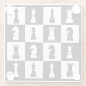 装飾チェスゲームのパターン白黒 ガラスコースター (裏面)