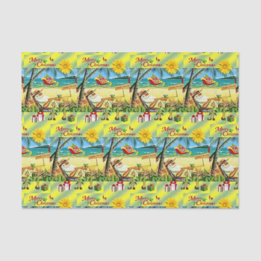 装飾ティッシュペーパークリスマスビーチバムサンタ 薄葉紙 (正面)