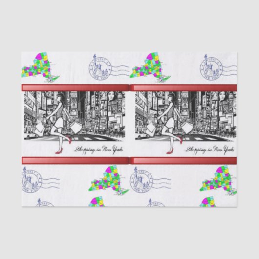 装飾ティッシュペーパーショッピングニューヨーク 薄葉紙 (正面)