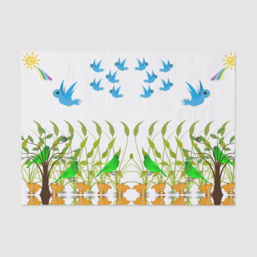 装飾ティッシュペーパー鳥 薄葉紙 (正面)