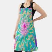 装飾ティール（緑がかった色）グリーンとホットピンクダリア花 エプロン (インサイチュ)