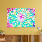 装飾ティール（緑がかった色）グリーンとホットピンクダリア花 キャンバスプリント (インサイチュ (リビング))