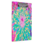 装飾ティール（緑がかった色）グリーンとホットピンクダリア花 クリップボード (右)