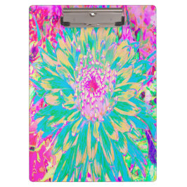 装飾ティール（緑がかった色）グリーンとホットピンクダリア花 クリップボード