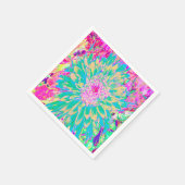 装飾ティール(緑がかった色)グリーンとホットピンクダリア花 スタンダードカクテルナプキン (角)