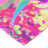 装飾ティール（緑がかった色）グリーンとホットピンクダリア花 テーブルクロス (アングル)