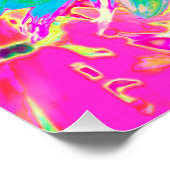 装飾ティール(緑がかった色)グリーンとホットピンクダリア花 ポスター (コーナー)