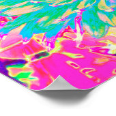 装飾ティール（緑がかった色）グリーンとホットピンクダリア花 ポスター (角)