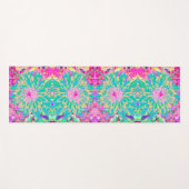 装飾ティール(緑がかった色)グリーンとホットピンクダリア花 ヨガマット (正面(横))