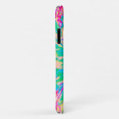 装飾ティール(緑がかった色)グリーンとホットピンクダリア花 Case-Mate iPhoneケース (裏面/右)