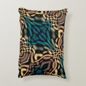 装飾ティール(緑がかった色)ブルー金ゴールドパターン アクセントクッション (裏面(縦))