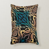 装飾ティール(緑がかった色)ブルー金ゴールドパターン アクセントクッション (正面(垂直))