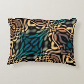 装飾ティール(緑がかった色)ブルー金ゴールドパターン アクセントクッション (裏面)