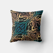 装飾ティール(緑がかった色)ブルー金ゴールドパターン クッション (裏面)
