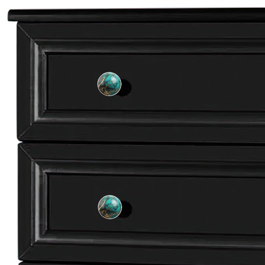 装飾ティール(緑がかった色)金ゴールドマーブルオルブ セラミックノブ