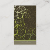 装飾デコグリーンスパイラルつる植物パターン自然 名刺 (裏面)