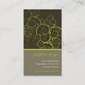 装飾デコグリーンスパイラルつる植物パターン自然 名刺 (正面)