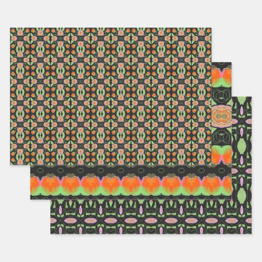 装飾デザアートイパターン（の模様が）あるナー ラッピングペーパーシート (セット)