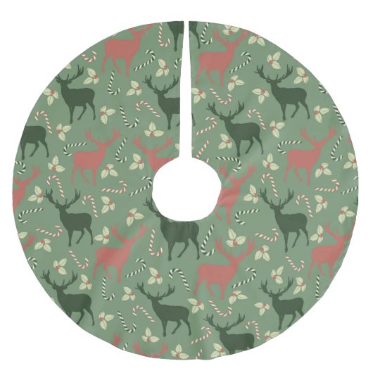 装飾トナカイ ブラッシュドポリエステルツリースカート (正面)