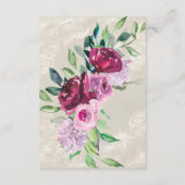 装飾ドーブグレー、ワイン&ピンクのバラ結婚ズ エンクロージャーカード (裏面)