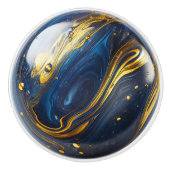 装飾ネイビーブルー金ゴールド絵を描抽象芸術 セラミックノブ (正面)