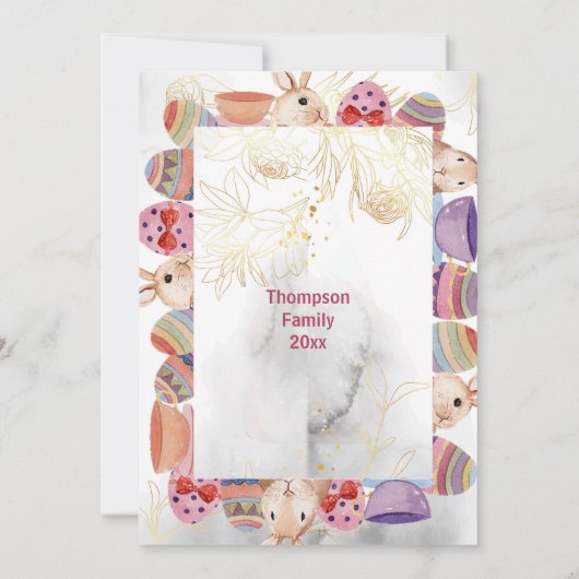 装飾ハッピーイースター卵バニー鳥フローラカード 招待状 (裏面)