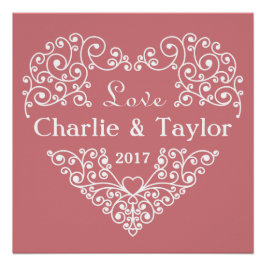 装飾ハートカスタム文字ポスター ポスター