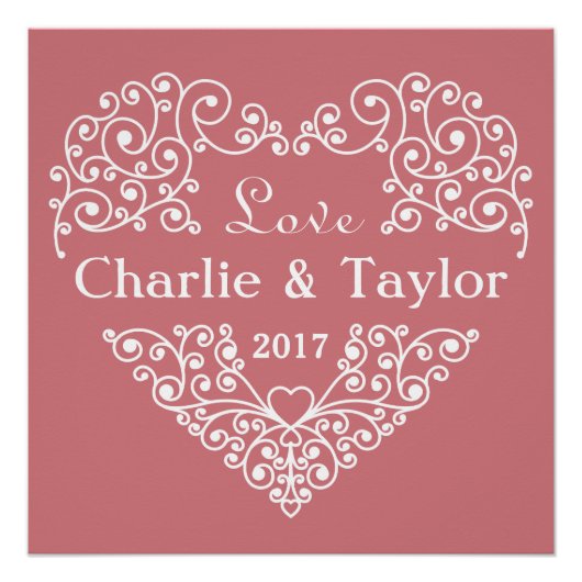 装飾ハートカスタム文字ポスター ポスター (正面)