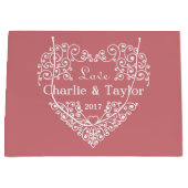 装飾ハートカスタム文字大抱き枕 ラージペーパーバッグ (正面)