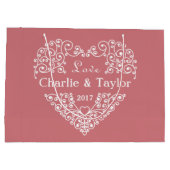 装飾ハートカスタム文字大抱き枕 ラージペーパーバッグ (裏面)