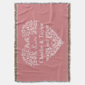 装飾ハートカスタム文字投げ毛布 スローブランケット (正面縦)