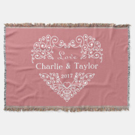 装飾ハートカスタム文字投げ毛布 スローブランケット