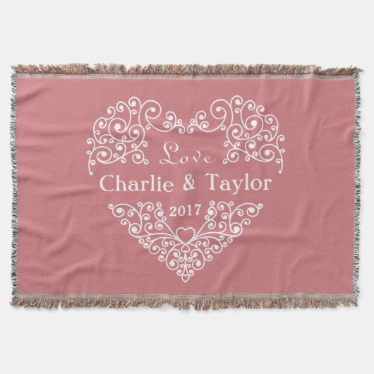 装飾ハートカスタム文字投げ毛布 スローブランケット (正面)