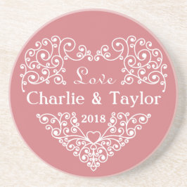 装飾ハートカスタム文字砂岩コースター コースター