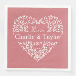 装飾ハートカスタム文字紙ナプキン
