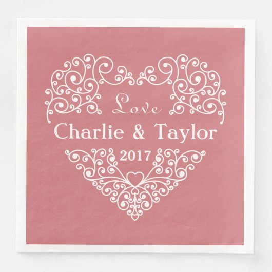 装飾ハートカスタム文字紙ナプキン (正面)