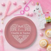 装飾ハートカスタム文字紙プレート ペーパープレート (パーティー)