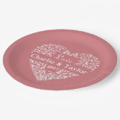 装飾ハートカスタム文字紙プレート ペーパープレート (アングル)