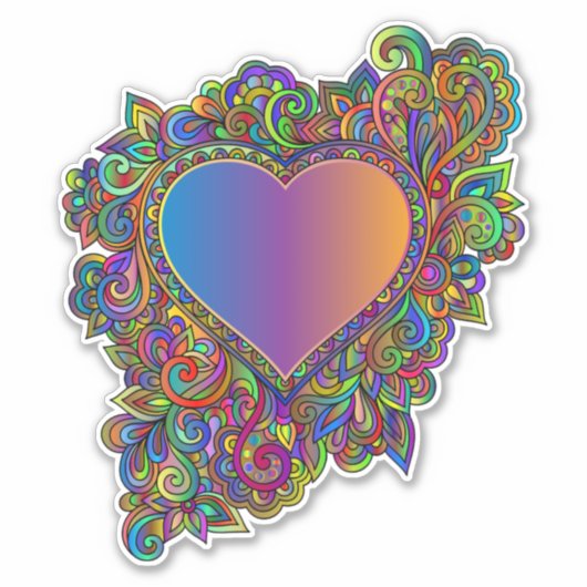 装飾ハートフローラ抽象芸術シールデカール シール (正面)