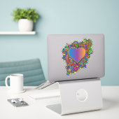装飾ハートフローラ抽象芸術シールデカール シール (デスク上のノートパソコン)