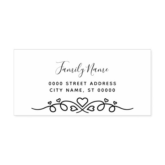 装飾ハート差出人住所自己インクスタンプ セルフインキングスタンプ (デザイン)