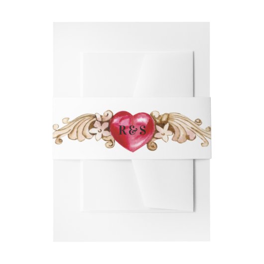 装飾ハート |モノグラム 招待状ベリーバンド (正面例)