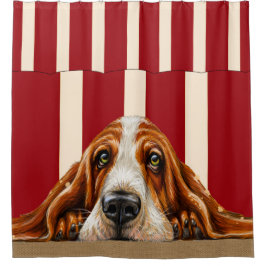 装飾バセットハウンドシャワーカーテン シャワーカーテン