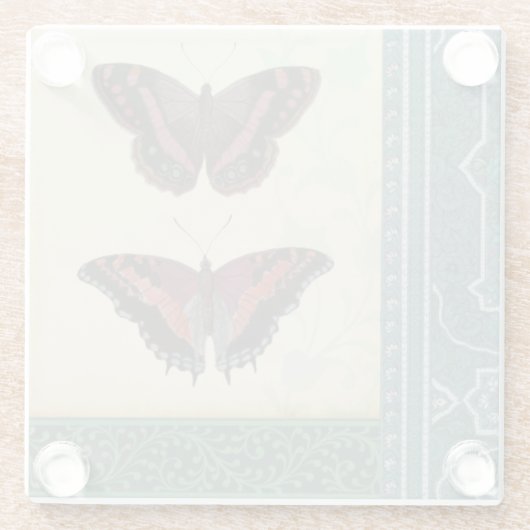 装飾バタフライブロケードby Vision Studio ガラスコースター (裏面)