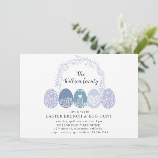 装飾バニーとイースターエッグブランチ招待状 招待状 (スタンド正面)