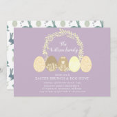 装飾バニーとイースターエッグブランチ招待状 招待状 (正面/裏面)